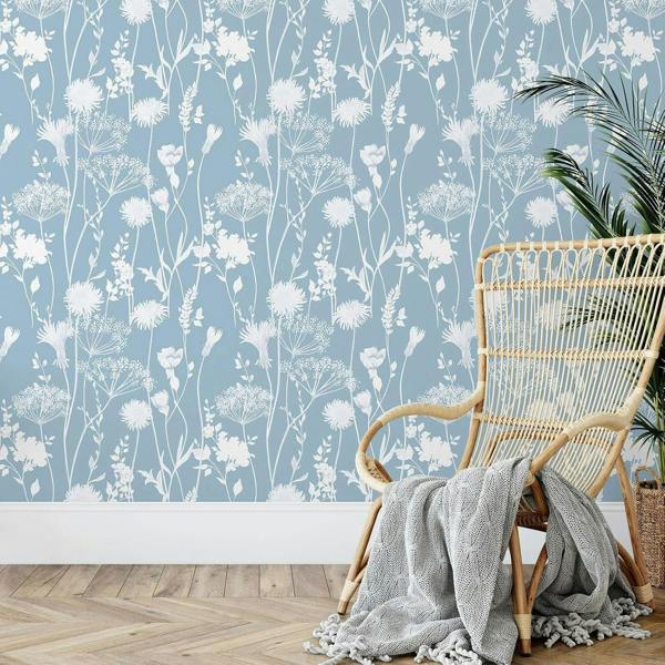 Catherine Lansfield Meadowsweet Floral Blue Wallpaper image 5