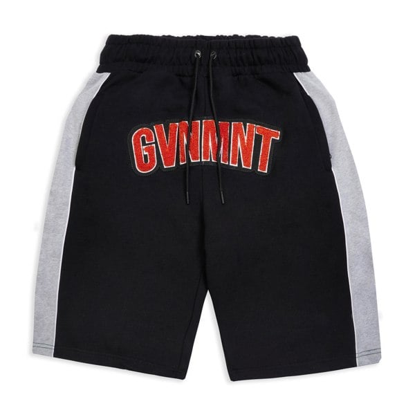 GVNMNT Clothing Co Chenille Varsity Shorts - Black / Grey / Orange