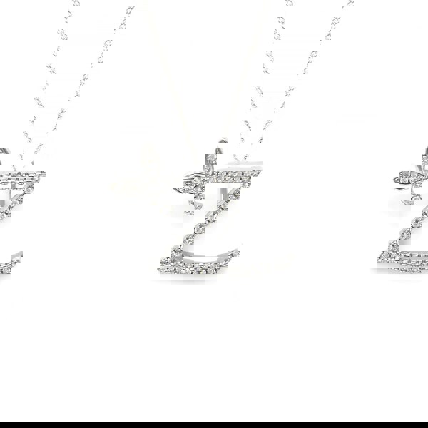 Say It With 1 Inch Winged Full CZ Stones Initial Necklace - Sterling Silver