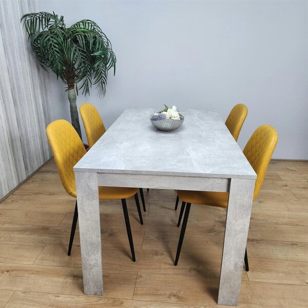 Kosy Koala Wooden Rectangle Dining Table Sets with Set of 4 Chairs, Grey and Mustard