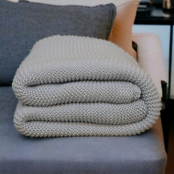 Artisan Furniture Double Blue Knit Throw