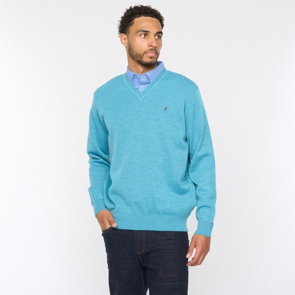 Gabicci G54K01 Mens Plain Vee Kneck Knit Gabicci Classic - AQUA