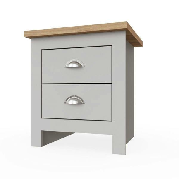 Timber Art Design Lisbon 2 Drawer Bedside Cabinet Bedroom Furniture Nightstand Table