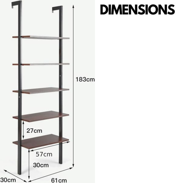 Rafaelo Mobilia 5 Tier Wall Mounted Storage Ladder Shelf For Living Room