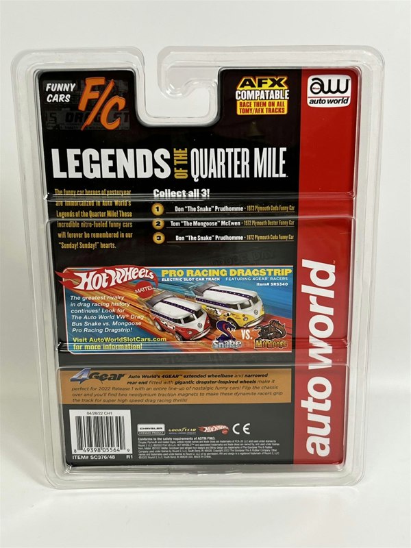 Auto World Slot Cars 1973 Plymouth Cuda Don The Snake Prudhomme HO Scale Auto World SC376-1