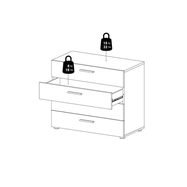 Wyld Haus Daejeon White and Natural Oak Effect Wood Chest of 4 Drawers