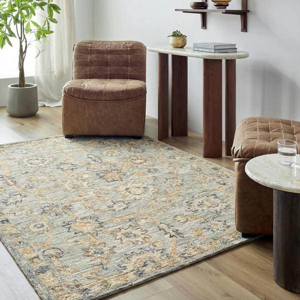 Livabliss Arnold-Hand Tufted Grey Beige Pink Wool Traditional Boho Rug