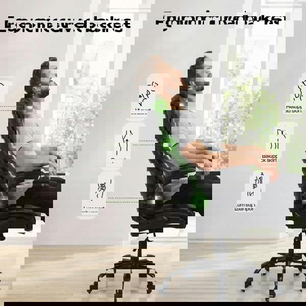 Levede Executive Office Chair PU Leather Reclining Desk Chair Flip-Up Armrests