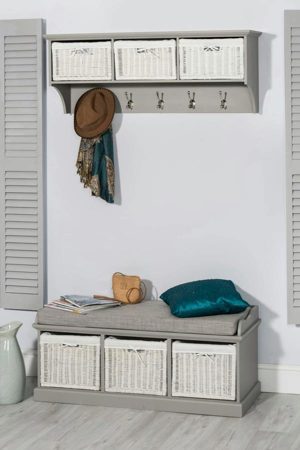 Statement Furniture Tetbury Large Hallway Set with Storage Baskets and Cushion Seat