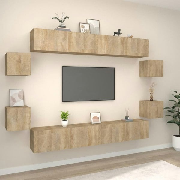 Berkfield 8 Piece TV Cabinet Set Sonoma Oak Engineered Wood