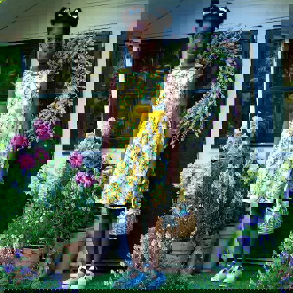 Rachel Riley Tulip Bouquet Sash Dress, Yellow