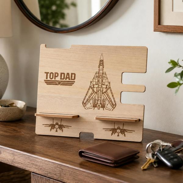 Widdop & Co Top Gun Wooden Desk Tidy Brown