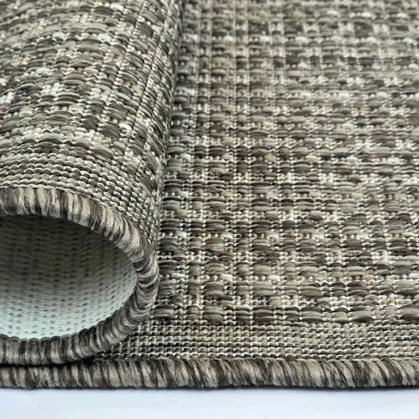 Non-Slip Taupe Brown Rug Plain Solid Design Flat Weave Kitchen Dining Room Living Room Area Mat