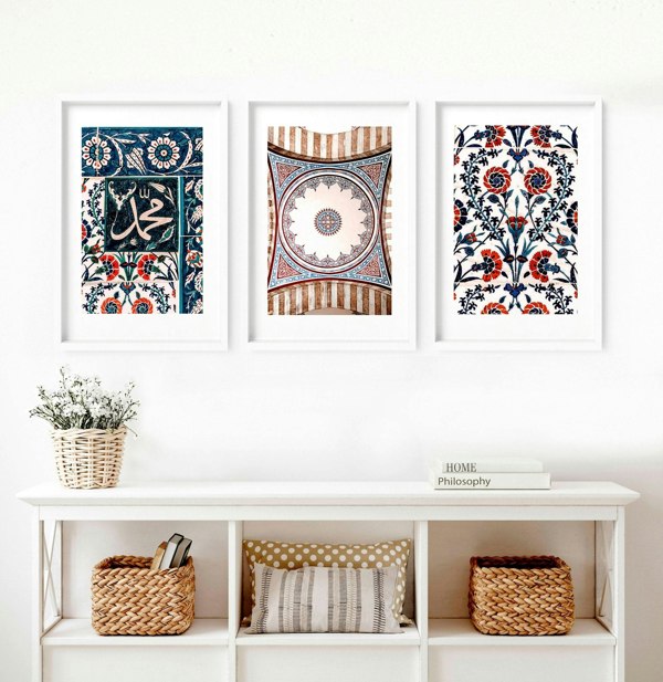 Islamic mosaic wall art | set of 3 pictures for hallway