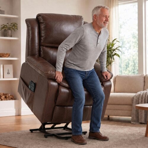 HOMCOM Riser Recliner Chair with Massage and Heat for Elderly, Brown