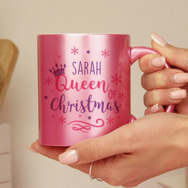 Personalised Memento Company Personalised Queen Of Christmas Pink Mug