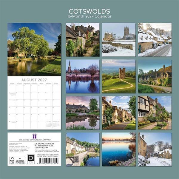 Cotswolds Calendar 2027, Wall Calendars, Month To View, Travel, Gift
