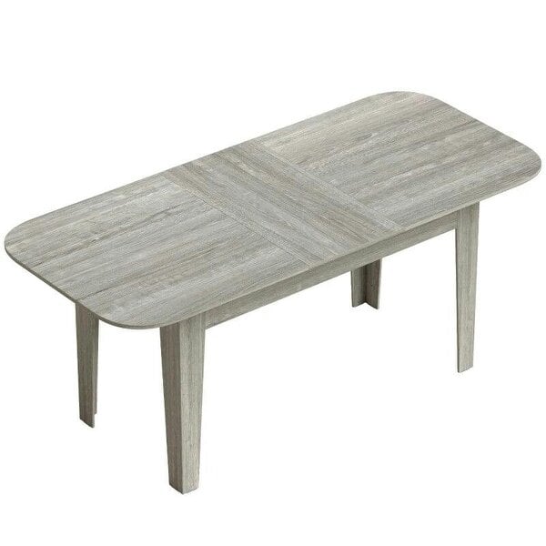 Extendable Oval Dining Table for 4-6, Modern Expandable Kitchen Table, Round Edges, Grey Wood Effect