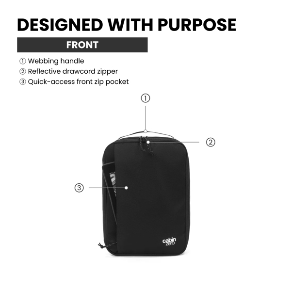 CabinZero Classic Tech Cube, Full Foam Padding and Clamshell Opening