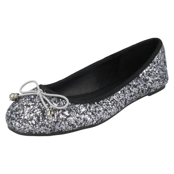 Spot On Ladies Spot On Glitter Ballerinas