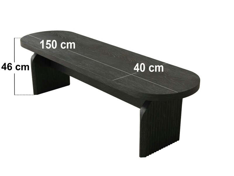 SOLACE+CO Varm Ribbed Dining Bench Black