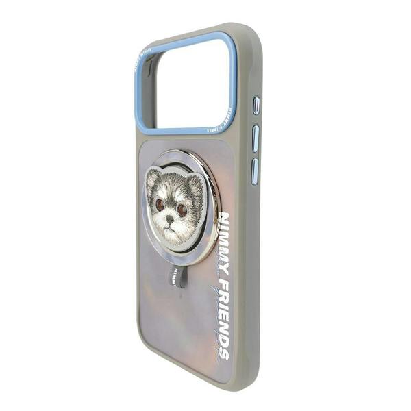 Nimmy Friends Nimmy Big Eye Cute Pet Yorkie Dog Face Case with Detachable MagSafe Grip for iPhone 17 Pro Max 6.9" Grey Blue