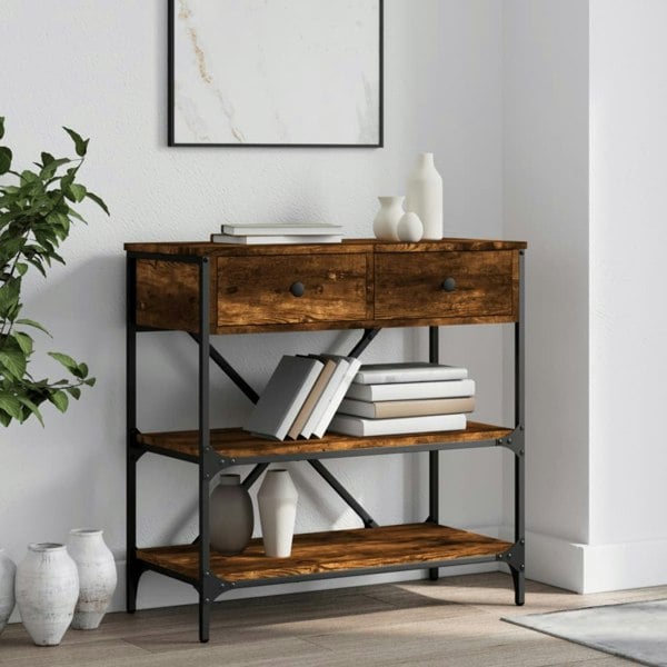 Berkfield Console Table Smoked Oak 75x34.5x75 cm Engineered Wood