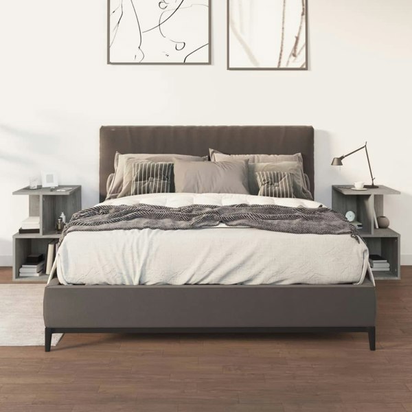 Berkfield Bedside Cabinets 2 pcs Grey Sonoma 35x35x55 cm Engineered Wood