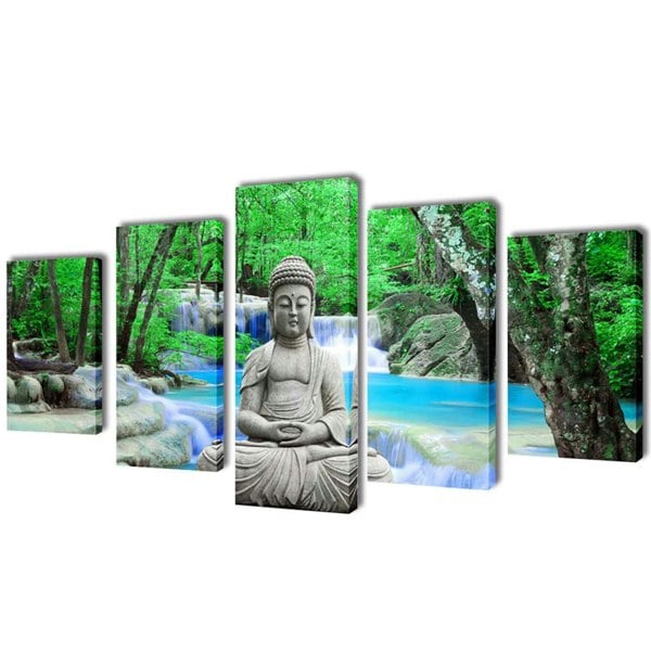 Berkfield Canvas Wall Print Set Buddha 200 x 100 cm