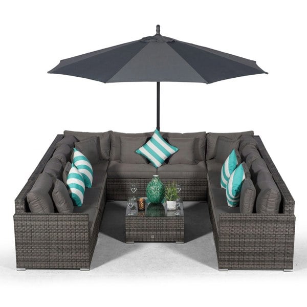 Giardino Havana 10 Seat Rattan Sofa Conversation Set with Coffee Table