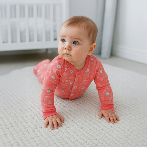 Lucy & Sam Peacock Button Babygrow