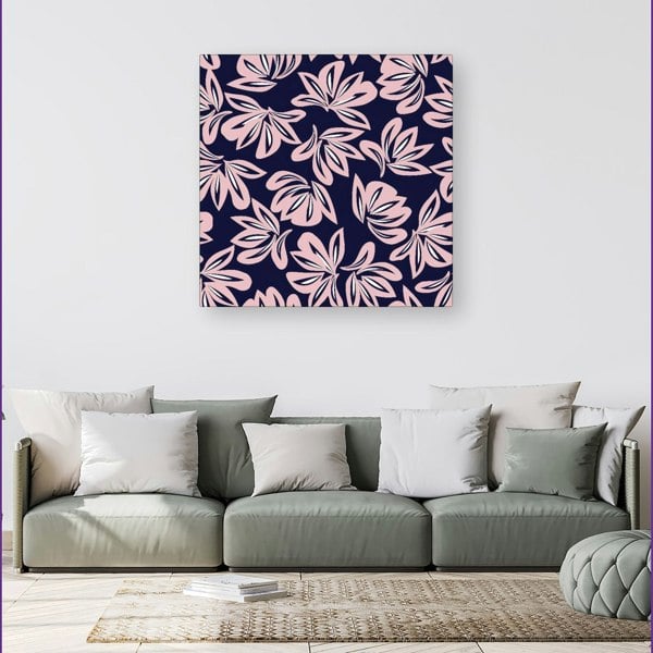 Warren Reed Pink Navy Floral Botanical Pattern Canvas