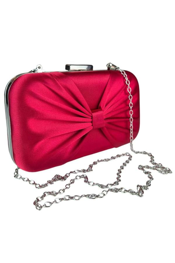 Paulo Due Bow Satin Clutch Bag