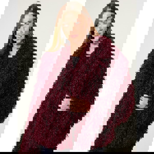 Blue Vanilla Shaggy Textured Fur Coat