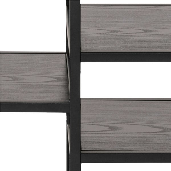 Furniture To Go Seaford Black Metal Open TV Unit with 3 Black Shelves