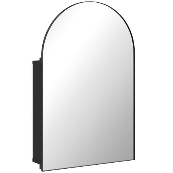 Bathroom Mirror Cabinet with Mirror, Arched Wall Mounted Bathroom Cabinet with Storage Shelves, Black