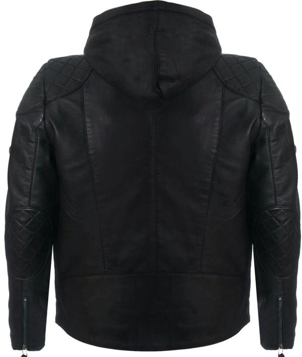 Infinity Leather Mens Retro Hooded Leather Bomber Jacket-Zaria