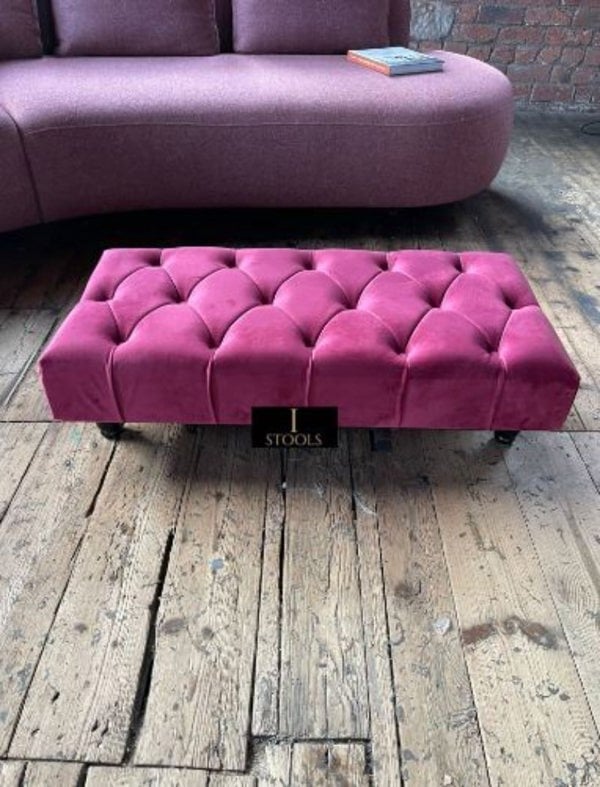 Maroon Chesterfield Ottoman seat 