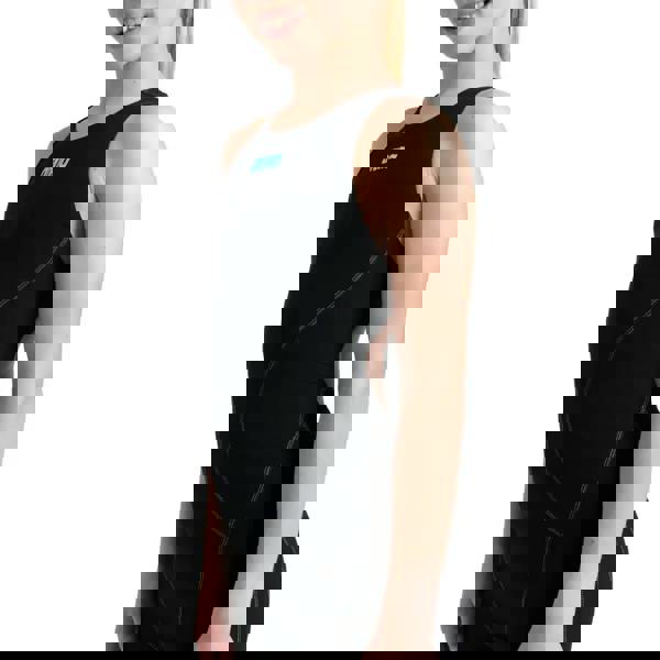 Arena Girls Powerskin Impulso open back black teal speedo swimsuit