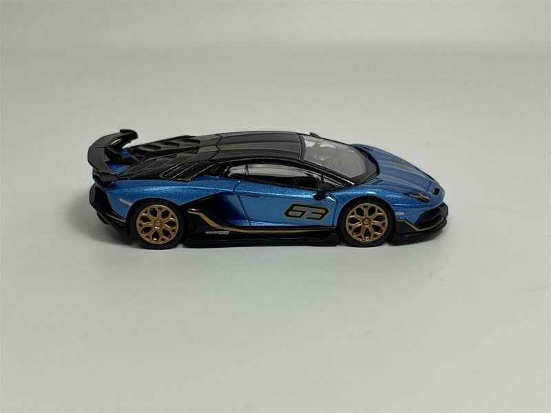 Mini GT Lamborghini Aventador SVJ 63 Blu Aegir LHD 1:64 Scale MGT00784L