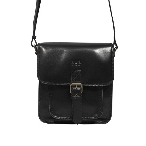 Real Hide Bags 'CAROLYN' Black Polished VT Real Leather iPad Tablet Crossbody Bag