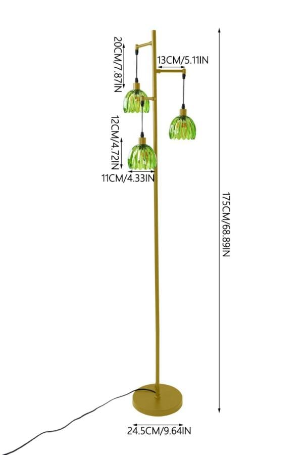 Living and Home 3-Light Floor Lamp with Foot Switch