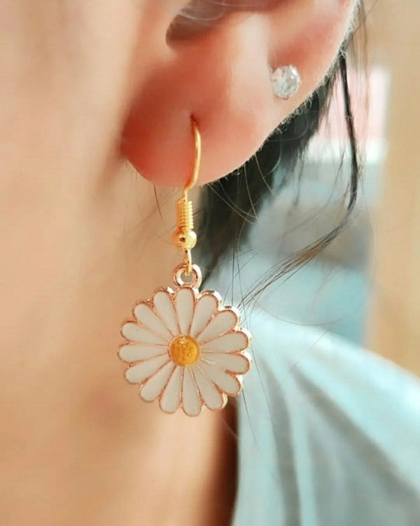 The Colourful Aura Sunflower Floral Charm Sun Flower Dainty Boho Floral Hook Drop Earrings