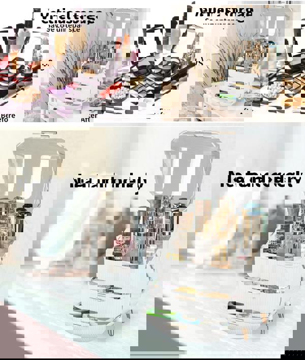 ilus Portable Makeup Organiser Cosmetic Case Carry Storage Box Jewelry Holder White