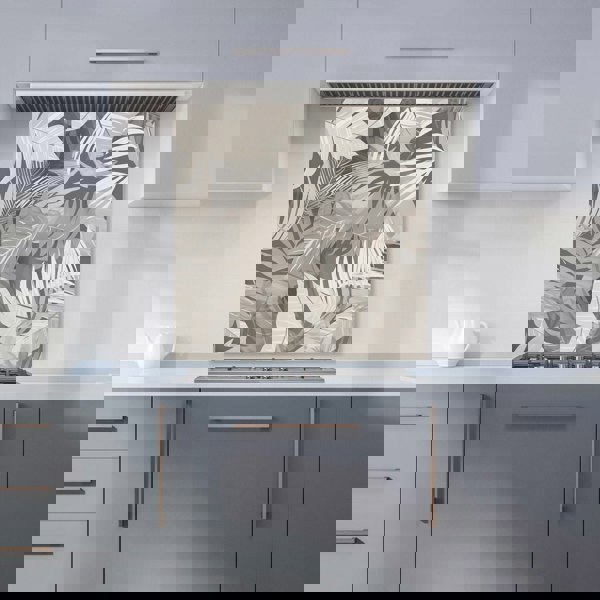 Warren Reed - Designer Grey Brown Tropical Leaves Kitchen Splashback