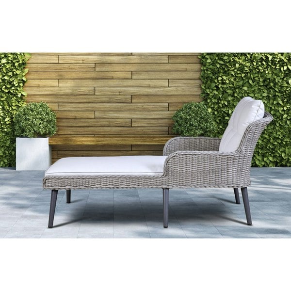 2 PACK Grey Rattan Wicker Garden Sun Lounger & Cushion - Outdoor Chaise Lounge - LoopsDirect