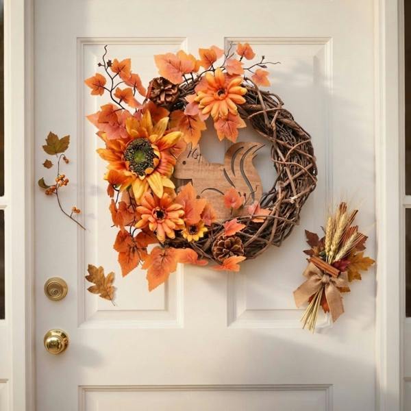 Garden Greatness Natural Autumn Squirrel Wreath