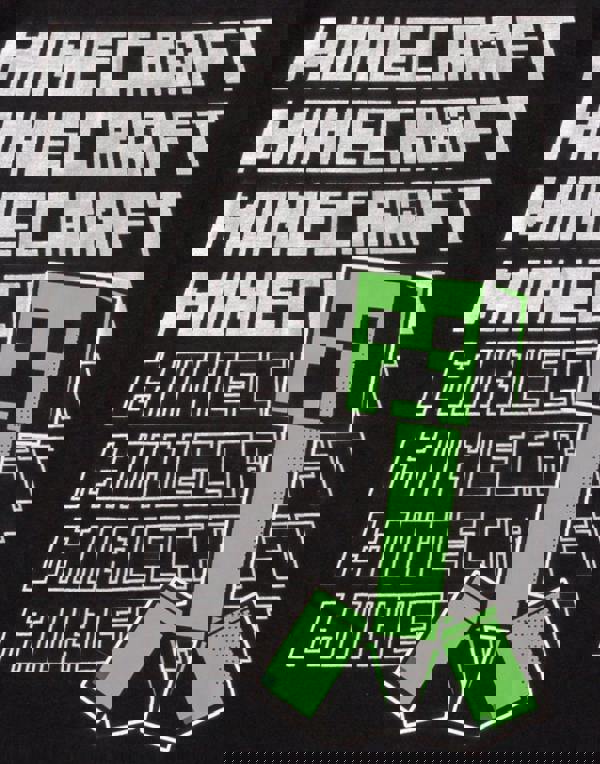 Minecraft Boys Black Creeper & Logo Placement Print Short Sleeved T-Shirt