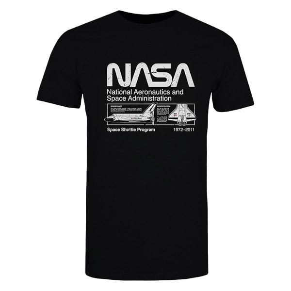 NASA Mens Space Shuttle Cotton T-Shirt - Black