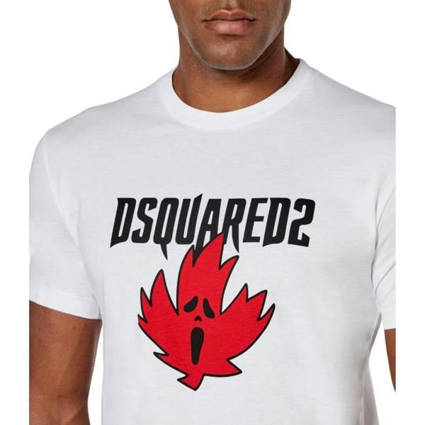 DSquared2 Mens Ghost Maple Leaf Cool Fit T-Shirt - White - 